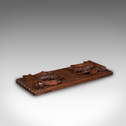fig 2. Antique Carved Bookslide, Continental, Fruitwood, Extending Book Rest, Edwardian