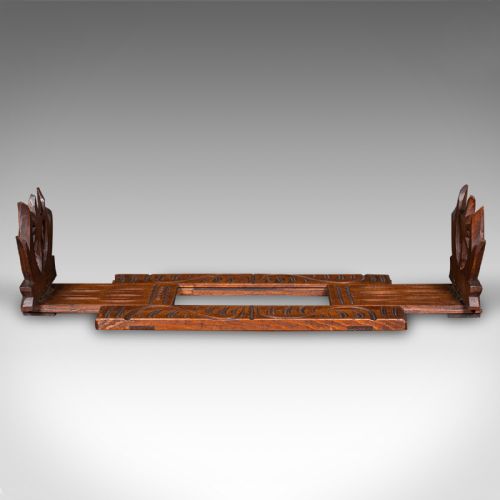 fig 4. Antique Carved Bookslide, Continental, Fruitwood, Extending Book Rest, Edwardian