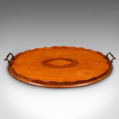 fig 1. Antique Butler's Serving Tray, English Satinwood, Afternoon Tea Platter, Regency