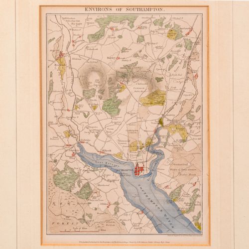 ANTIQUE LITHOGRAPHY MAP ENVIRONS OF SOUTHAMPTON ENGLISH FRAMED VICTORIAN - ADDITIONAL PHOTO 4