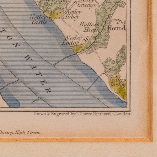 ANTIQUE LITHOGRAPHY MAP ENVIRONS OF SOUTHAMPTON ENGLISH FRAMED VICTORIAN - ADDITIONAL PHOTO 11