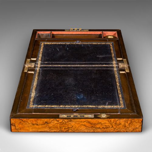 ANTIQUE GENTLEMAN'S WRITING SLOPE ENGLISH WALNUT CORRESPONDENCE BOX VICTORIAN - ADDITIONAL PHOTO 3