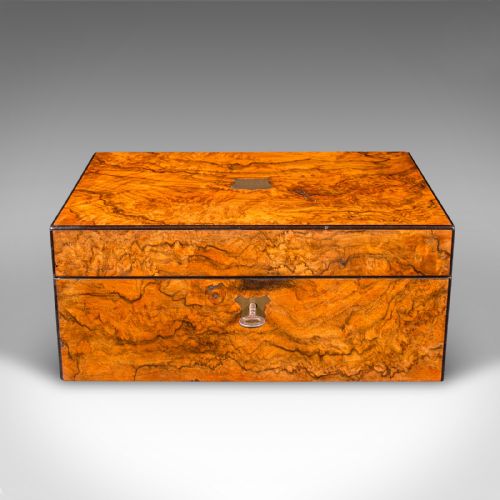 ANTIQUE GENTLEMAN'S WRITING SLOPE ENGLISH WALNUT CORRESPONDENCE BOX VICTORIAN - ADDITIONAL PHOTO 4