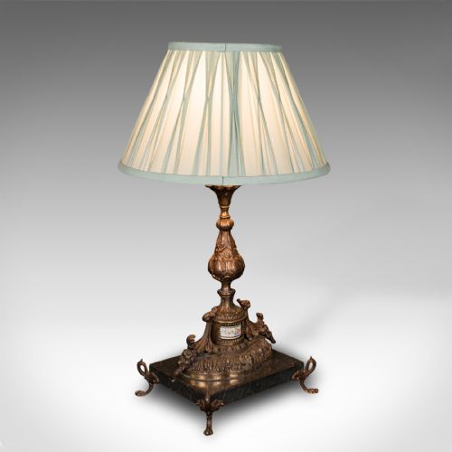 ANTIQUE TABLE LAMP FRENCH GILT METAL MARBLE SIDE LIGHT EDWARDIAN C1910 - ADDITIONAL PHOTO 1