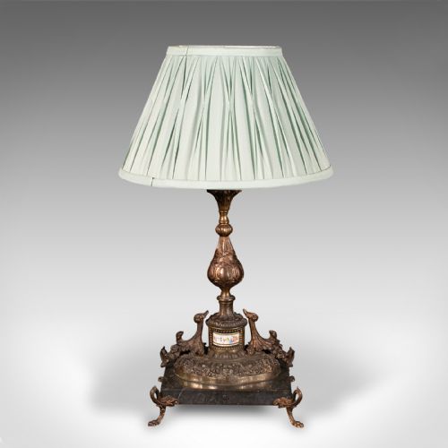 ANTIQUE TABLE LAMP FRENCH GILT METAL MARBLE SIDE LIGHT EDWARDIAN C1910 - ADDITIONAL PHOTO 2
