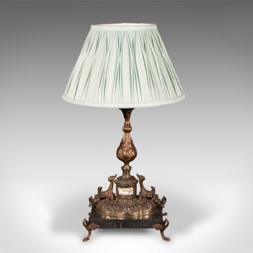 ANTIQUE TABLE LAMP FRENCH GILT METAL MARBLE SIDE LIGHT EDWARDIAN C1910 - ADDITIONAL PHOTO 3