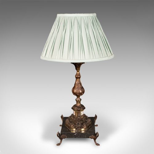 ANTIQUE TABLE LAMP FRENCH GILT METAL MARBLE SIDE LIGHT EDWARDIAN C1910 - ADDITIONAL PHOTO 4