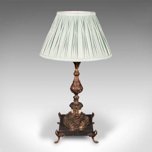 ANTIQUE TABLE LAMP FRENCH GILT METAL MARBLE SIDE LIGHT EDWARDIAN C1910 - ADDITIONAL PHOTO 5