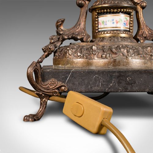 ANTIQUE TABLE LAMP FRENCH GILT METAL MARBLE SIDE LIGHT EDWARDIAN C1910 - ADDITIONAL PHOTO 11