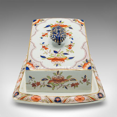 fig 2. Antique Kitchen Cheese Keeper, English, Ceramic, Butter Dish, Edwardian, C.1910