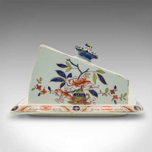 fig 4. Antique Kitchen Cheese Keeper, English, Ceramic, Butter Dish, Edwardian, C.1910