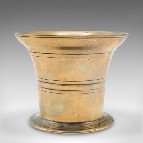 ANTIQUE MORTAR AND PESTLE DUO ENGLISH BRASS APOTHECARY JARDINIERE GEORGIAN - ADDITIONAL PHOTO 1