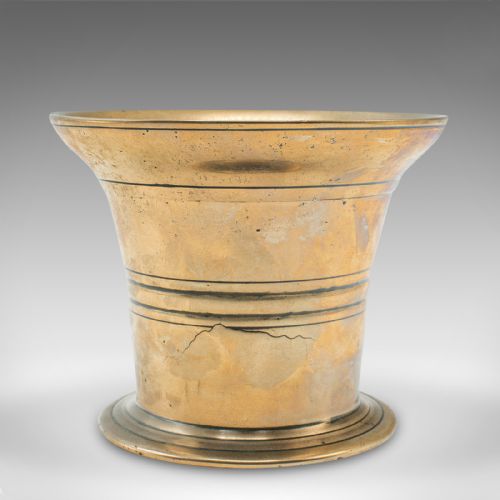 ANTIQUE MORTAR AND PESTLE DUO ENGLISH BRASS APOTHECARY JARDINIERE GEORGIAN - ADDITIONAL PHOTO 2