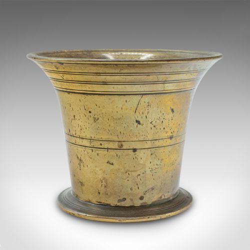 ANTIQUE MORTAR AND PESTLE DUO ENGLISH BRASS APOTHECARY JARDINIERE GEORGIAN - ADDITIONAL PHOTO 3