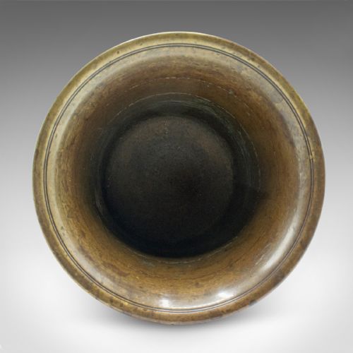ANTIQUE MORTAR AND PESTLE DUO ENGLISH BRASS APOTHECARY JARDINIERE GEORGIAN - ADDITIONAL PHOTO 6