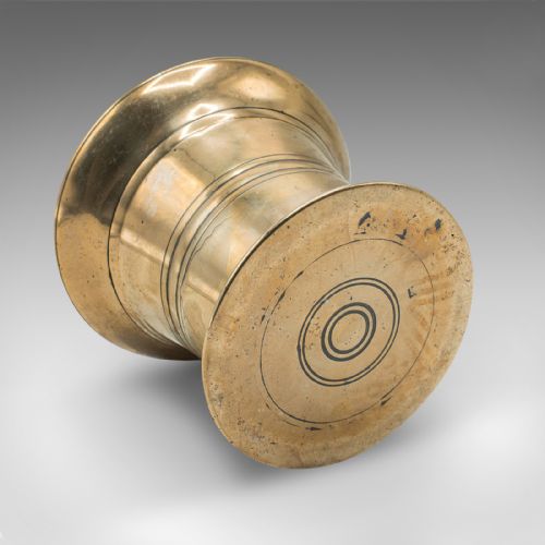 ANTIQUE MORTAR AND PESTLE DUO ENGLISH BRASS APOTHECARY JARDINIERE GEORGIAN - ADDITIONAL PHOTO 7
