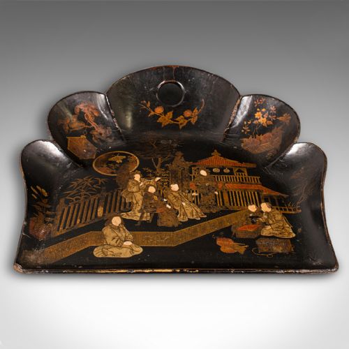 fig 1. Antique Chinoiserie Crumb Tray, Japanese, Lacquer, Decorative, Late Victorian