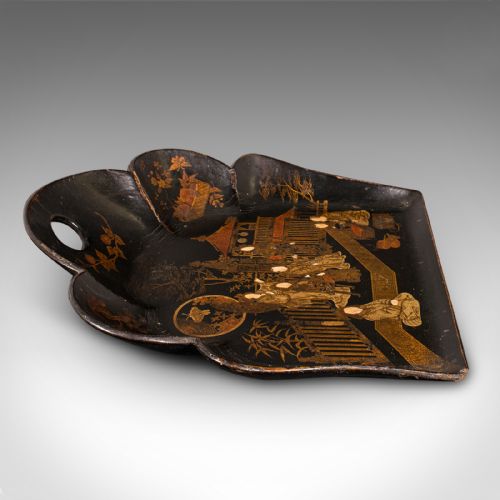 fig 3. Antique Chinoiserie Crumb Tray, Japanese, Lacquer, Decorative, Late Victorian
