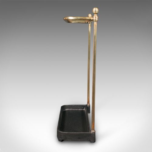 ANTIQUE STICK LOOP STAND ENGLISH BRASS HALLWAY UMBRELLA RACK LATE VICTORIAN - ADDITIONAL PHOTO 3