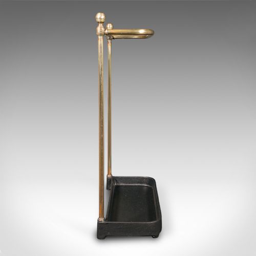 ANTIQUE STICK LOOP STAND ENGLISH BRASS HALLWAY UMBRELLA RACK LATE VICTORIAN - ADDITIONAL PHOTO 5