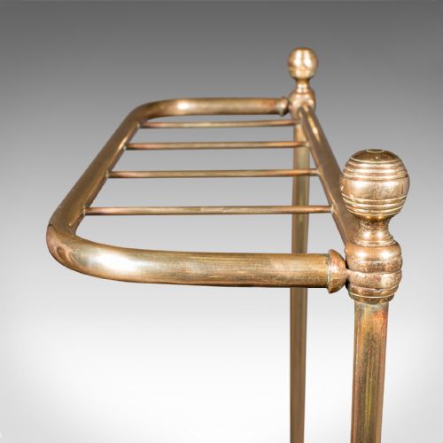 ANTIQUE STICK LOOP STAND ENGLISH BRASS HALLWAY UMBRELLA RACK LATE VICTORIAN - ADDITIONAL PHOTO 6
