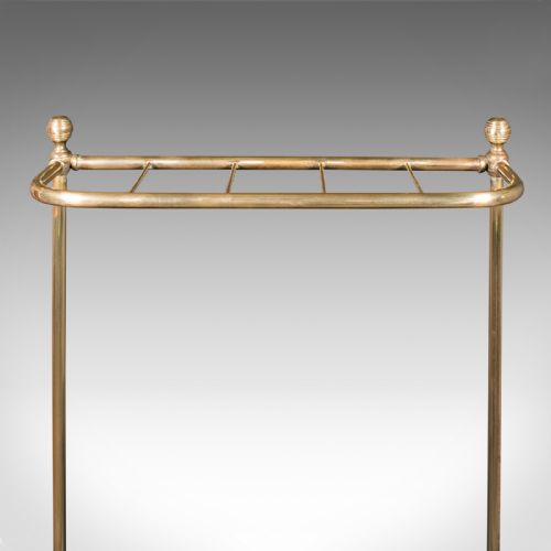 ANTIQUE STICK LOOP STAND ENGLISH BRASS HALLWAY UMBRELLA RACK LATE VICTORIAN - ADDITIONAL PHOTO 7