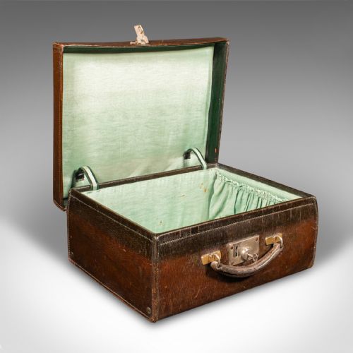 fig 1. Small Antique Suitcase, English, Leather, Travelling Case, Early 20th Century