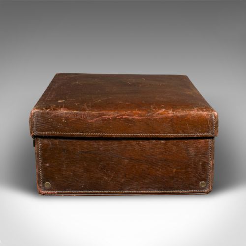 fig 3. Small Antique Suitcase, English, Leather, Travelling Case, Early 20th Century