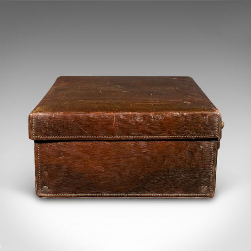 fig 4. Small Antique Suitcase, English, Leather, Travelling Case, Early 20th Century