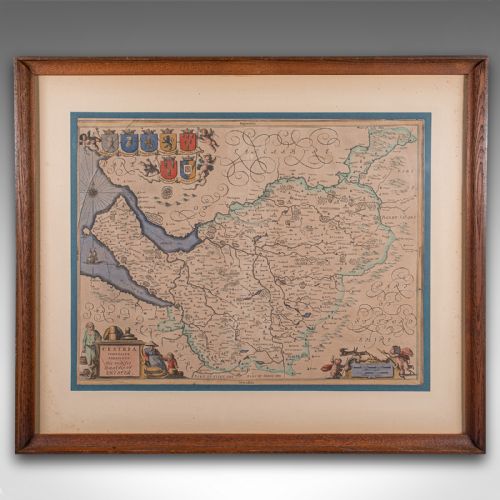 ANTIQUE COUNTY MAP OF CHESHIRE DUTCH FRAMED CARTOGRAPHY JANSSONIUS C1660 - ADDITIONAL PHOTO 1