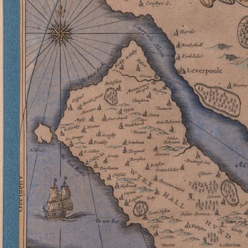 ANTIQUE COUNTY MAP OF CHESHIRE DUTCH FRAMED CARTOGRAPHY JANSSONIUS C1660 - ADDITIONAL PHOTO 7