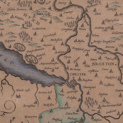ANTIQUE COUNTY MAP OF CHESHIRE DUTCH FRAMED CARTOGRAPHY JANSSONIUS C1660 - ADDITIONAL PHOTO 8