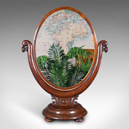fig 1. Antique Dressing Table Mirror, English, Walnut, Oval Form, Boudoir, Victorian