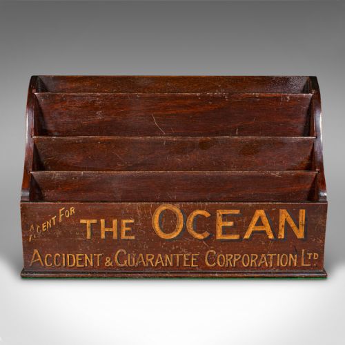 ANTIQUE INSURANCE AGENT'S DESK TIDY ENGLISH OFFICE LETTER ORGANISER VICTORIAN - ADDITIONAL PHOTO 1