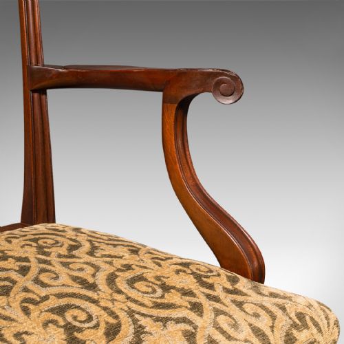ANTIQUE DRAWING ROOM ARMCHAIR ENGLISH ELBOW CHAIR CHIPPENDALE REVIVAL C1900 - ADDITIONAL PHOTO 9