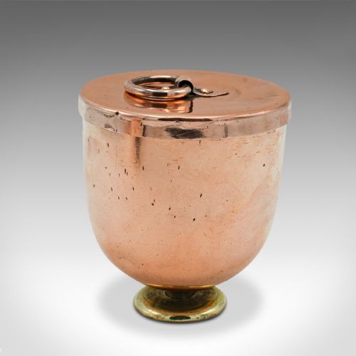 PAIR OF ANTIQUE ICE CREAM MOULDS ENGLISH COPPER LIDDED POTS HARRODS VICTORIAN - ADDITIONAL PHOTO 1
