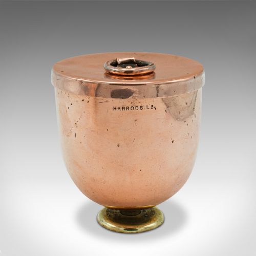 PAIR OF ANTIQUE ICE CREAM MOULDS ENGLISH COPPER LIDDED POTS HARRODS VICTORIAN - ADDITIONAL PHOTO 5