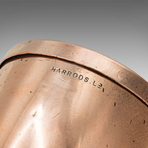 PAIR OF ANTIQUE ICE CREAM MOULDS ENGLISH COPPER LIDDED POTS HARRODS VICTORIAN - ADDITIONAL PHOTO 11