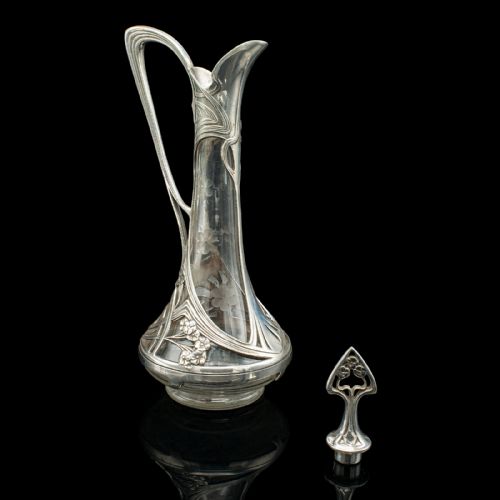 ANTIQUE ART NOUVEAU DECANTER GERMAN DECORATIVE SPIRIT EWER VICTORIAN C1900 - ADDITIONAL PHOTO 1
