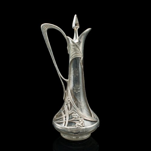 ANTIQUE ART NOUVEAU DECANTER GERMAN DECORATIVE SPIRIT EWER VICTORIAN C1900 - ADDITIONAL PHOTO 2