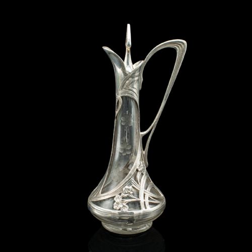 ANTIQUE ART NOUVEAU DECANTER GERMAN DECORATIVE SPIRIT EWER VICTORIAN C1900 - ADDITIONAL PHOTO 3