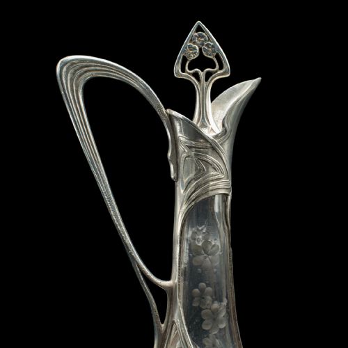 ANTIQUE ART NOUVEAU DECANTER GERMAN DECORATIVE SPIRIT EWER VICTORIAN C1900 - ADDITIONAL PHOTO 4