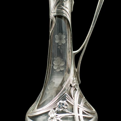 ANTIQUE ART NOUVEAU DECANTER GERMAN DECORATIVE SPIRIT EWER VICTORIAN C1900 - ADDITIONAL PHOTO 8