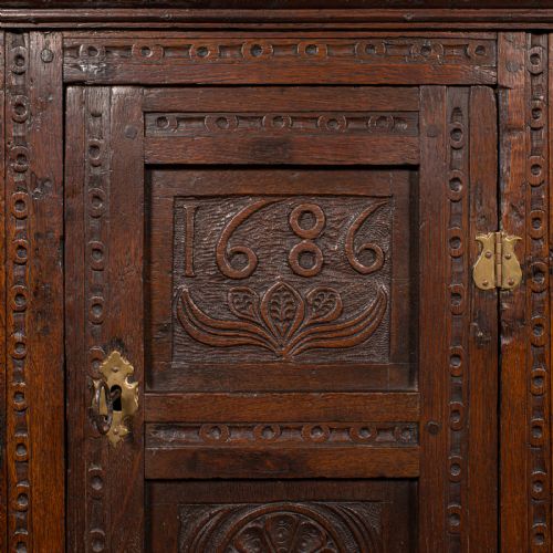 fig 5. Small Antique Corner Cabinet, English Oak, Wall Cupboard, William and Mary, 1690