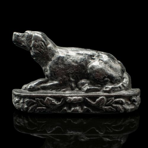 SMALL ANTIQUE DOG DOOR STOP ENGLISH CAST IRON KEEPER RETRIEVER EDWARDIAN - ADDITIONAL PHOTO 1