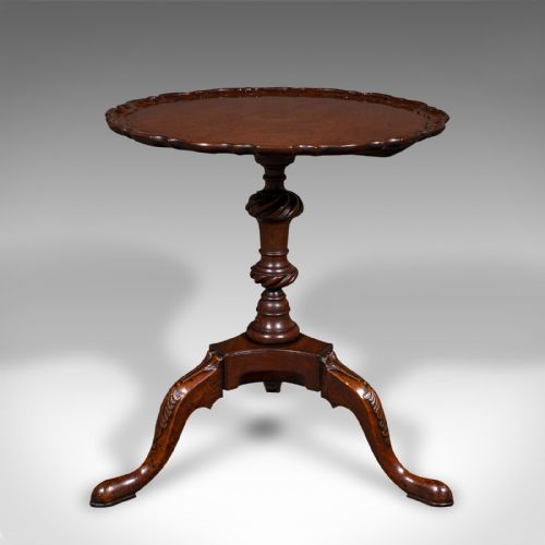 fig 1. Antique Pie Crust Side Table, English, Walnut, Wine, Lamp, Victorian, Circa 1850