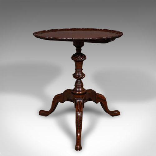 fig 2. Antique Pie Crust Side Table, English, Walnut, Wine, Lamp, Victorian, Circa 1850