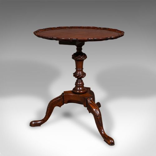 fig 3. Antique Pie Crust Side Table, English, Walnut, Wine, Lamp, Victorian, Circa 1850