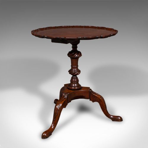 fig 4. Antique Pie Crust Side Table, English, Walnut, Wine, Lamp, Victorian, Circa 1850