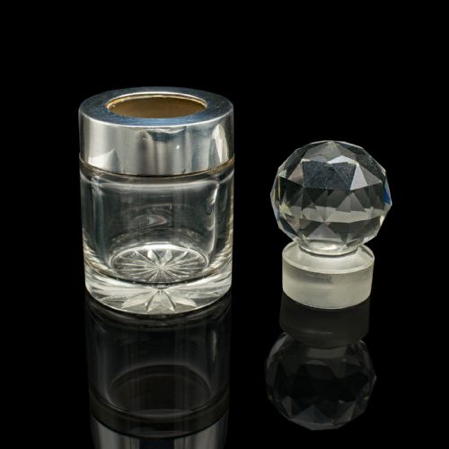 SMALL ANTIQUE SCENT BOTTLE ENGLISH GLASS SILVER PERFUME HALLMARK VICTORIAN - ADDITIONAL PHOTO 1